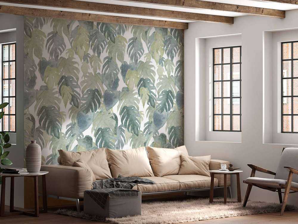 Tropische Palmen in Aquarelltechnik