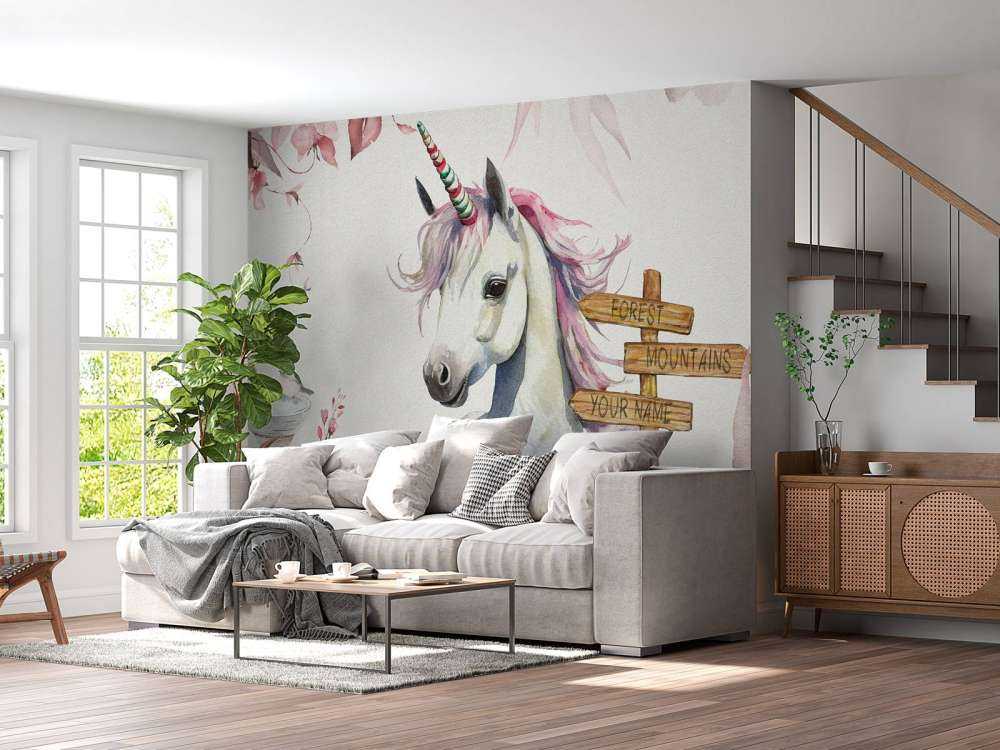 Baby-Einhorn mit Pflanzen rosa