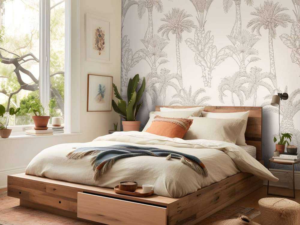 Dschungel Linien-Kunst beige