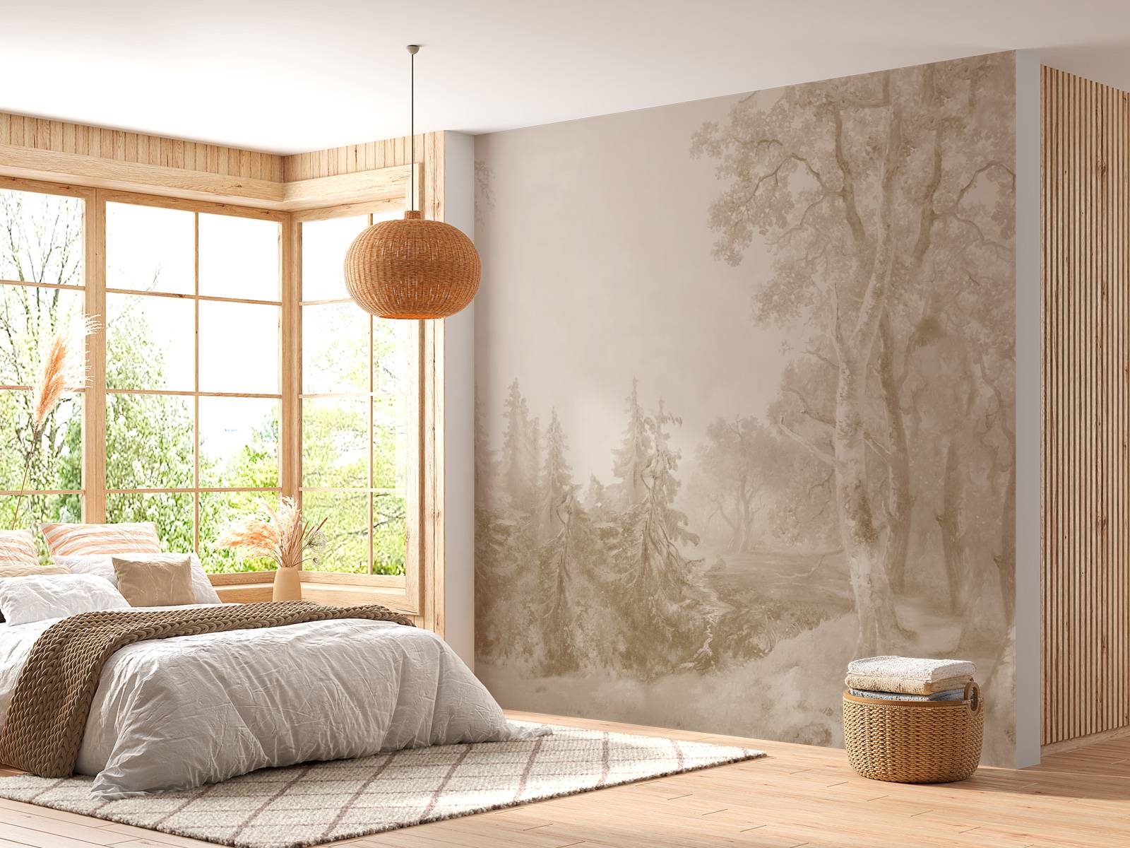 Fototapete - Waldlandschaft Beige #1