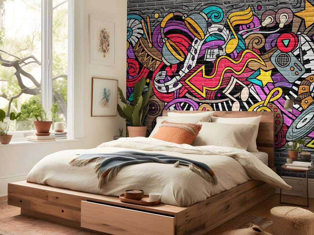 Musik-Graffiti auf Backstein