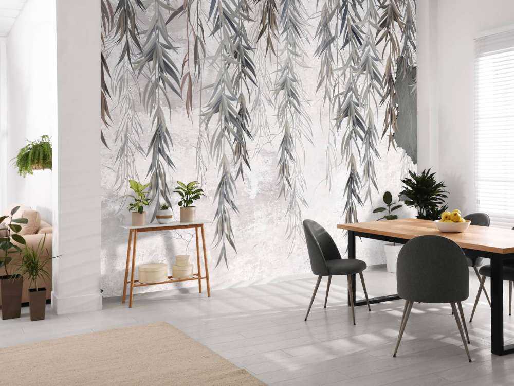 Hängende Äste über Beton