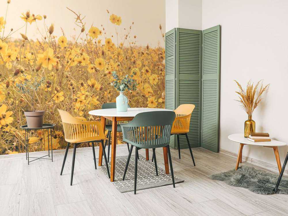 Gelbe Blumen im Vintage-Look