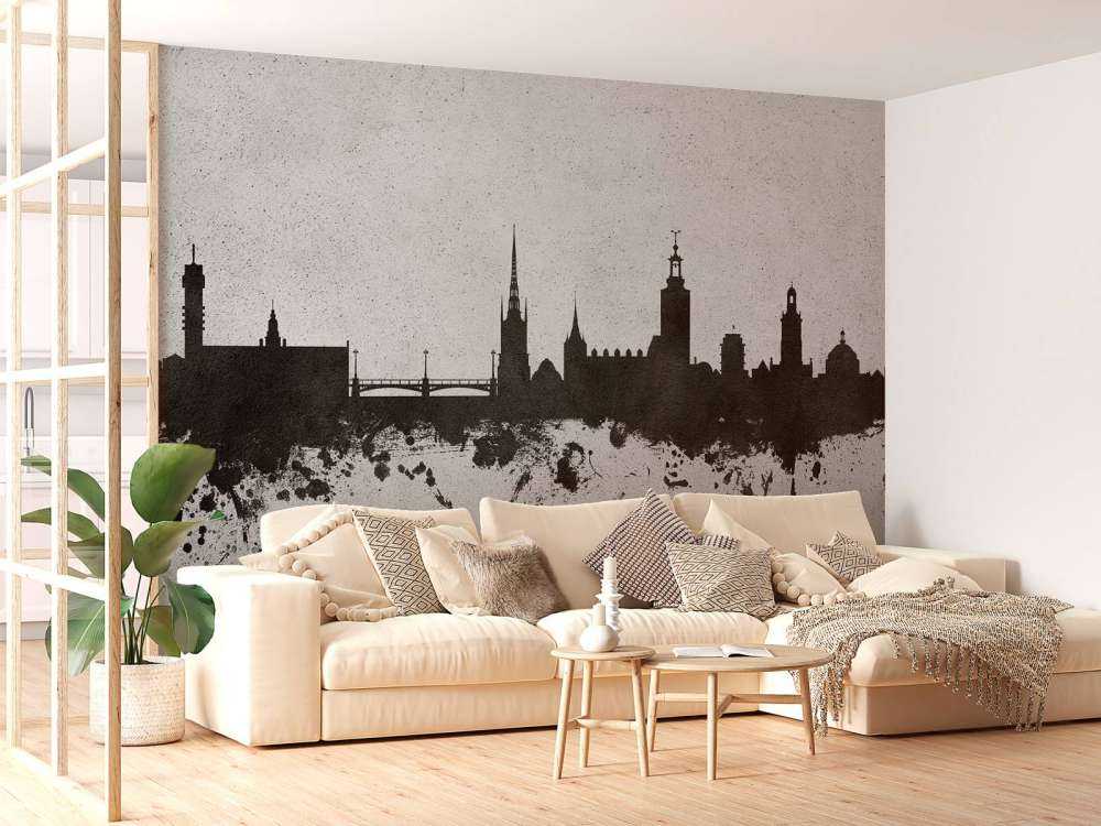 Aquarell-Skyline, Stockholm