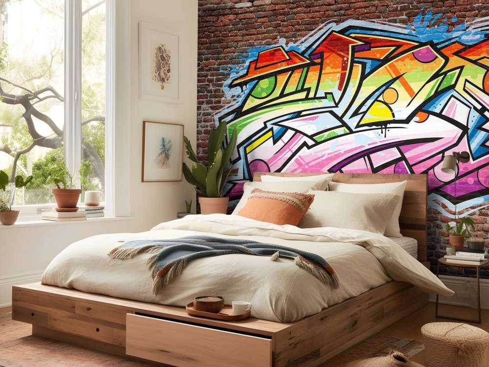 Graffiti auf rotem Backstein