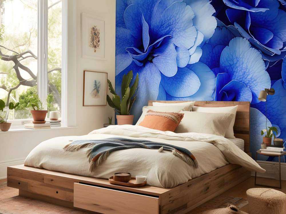 Nahaufnahme von blauen Hortensien