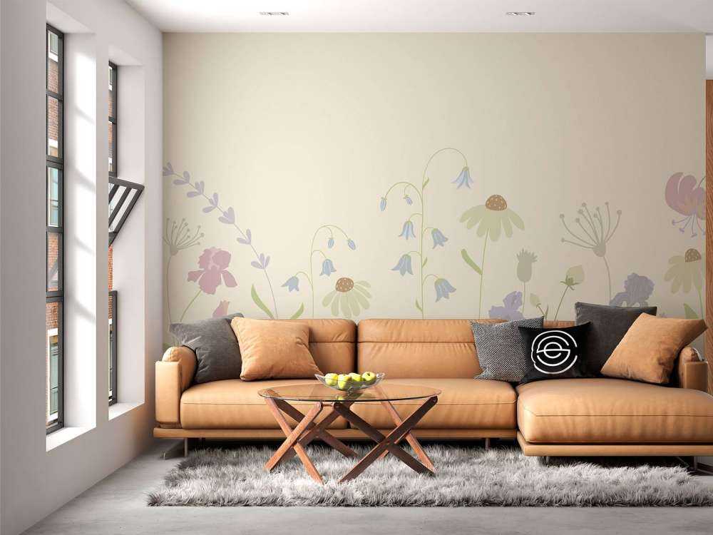 Blumenfeld hoch Sand, altrosa, grün und flieder
