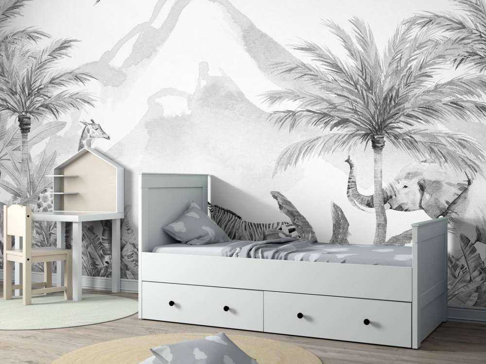 Dschungeltiere in schwarz-weiß