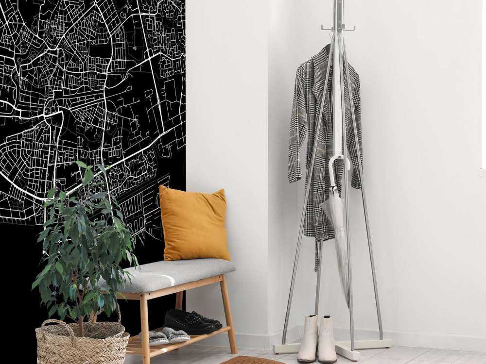 Karte von Leeuwarden, schwarz