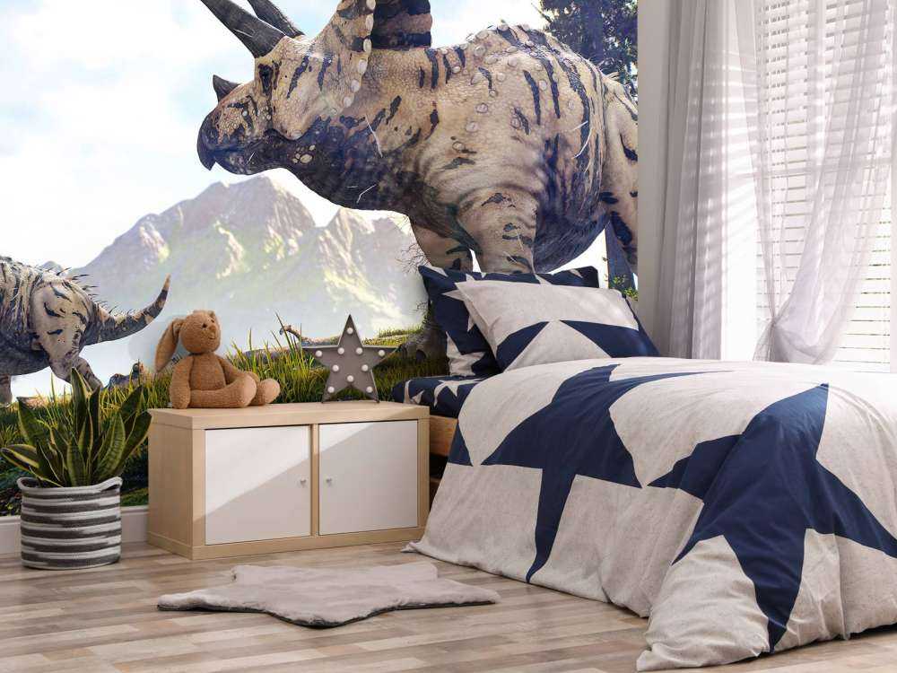 Dinosaurier wandern durch die Landschaft