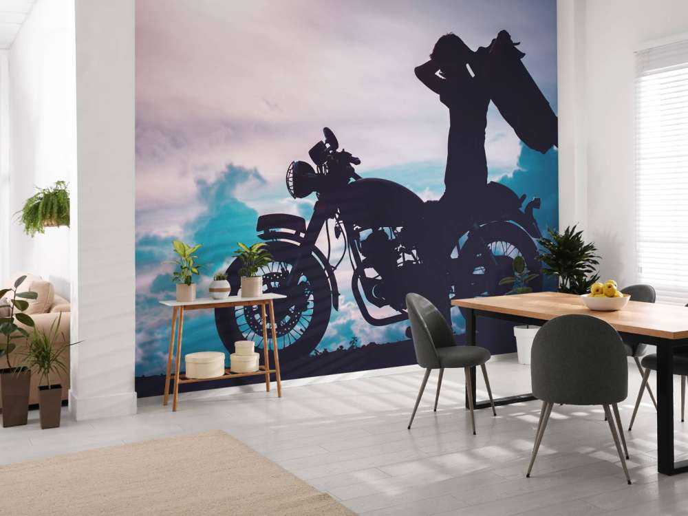 Silhouetten-Motorradfahrer