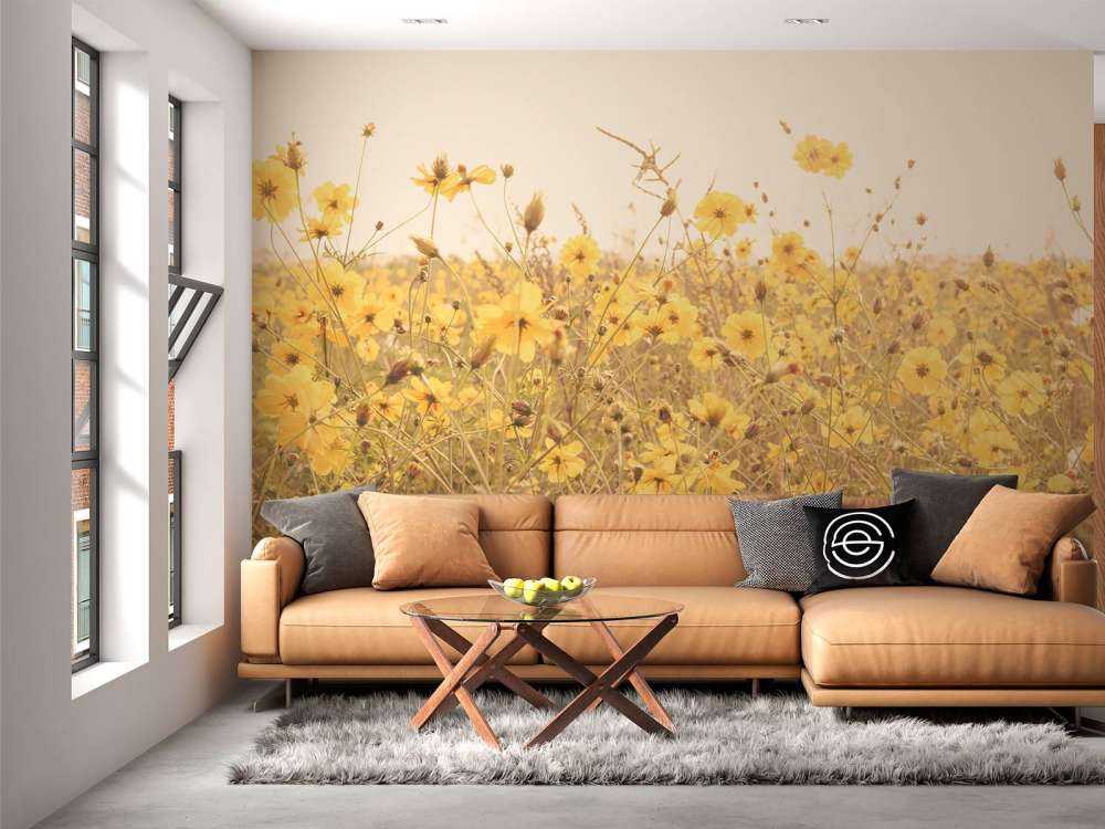 Gelbe Blumen im Vintage-Look