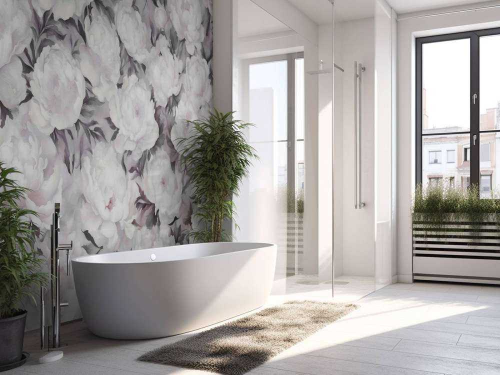 Peonies Wand Schwarz