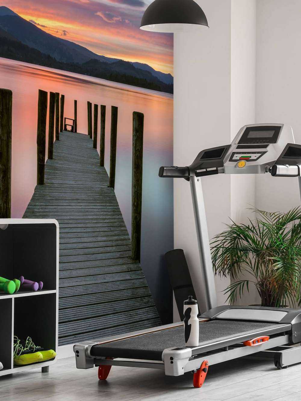 Steg bei rosa Sonnenuntergang