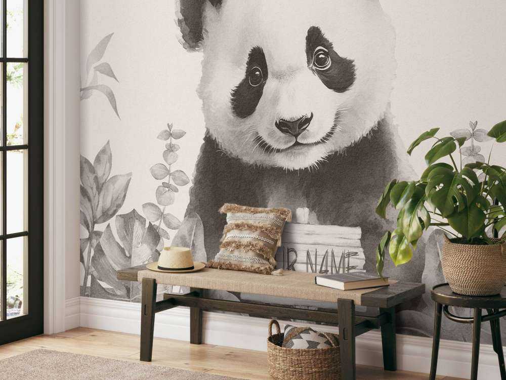Baby-Panda im Dschungel beige