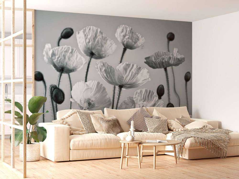 Blauton Mohnblumen