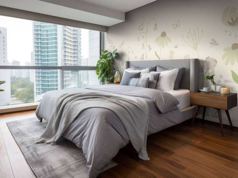 Blumenfeld hoch mit Schmetterlingen Sand mit altrosa