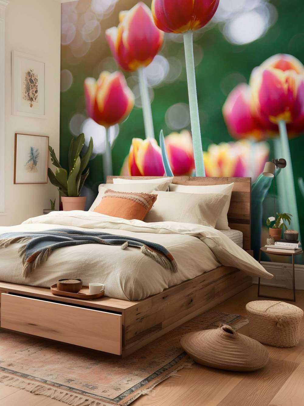 Rot mit gelben Tulpen