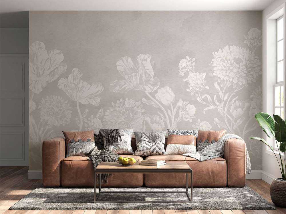 Barocke Blumenlandschaft - greige
