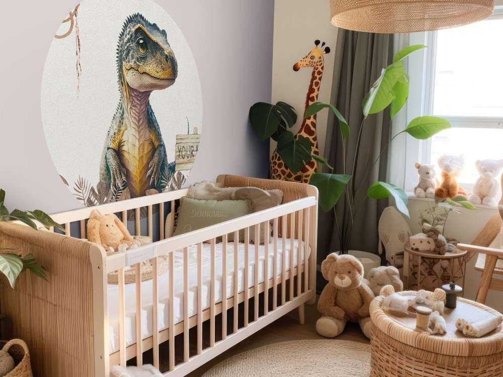 Baby-T-Rex im taupefarbenen Dschungel