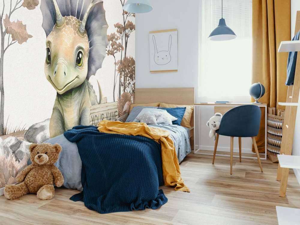 Baby-Triceratops im taupefarbenen Dschungel
