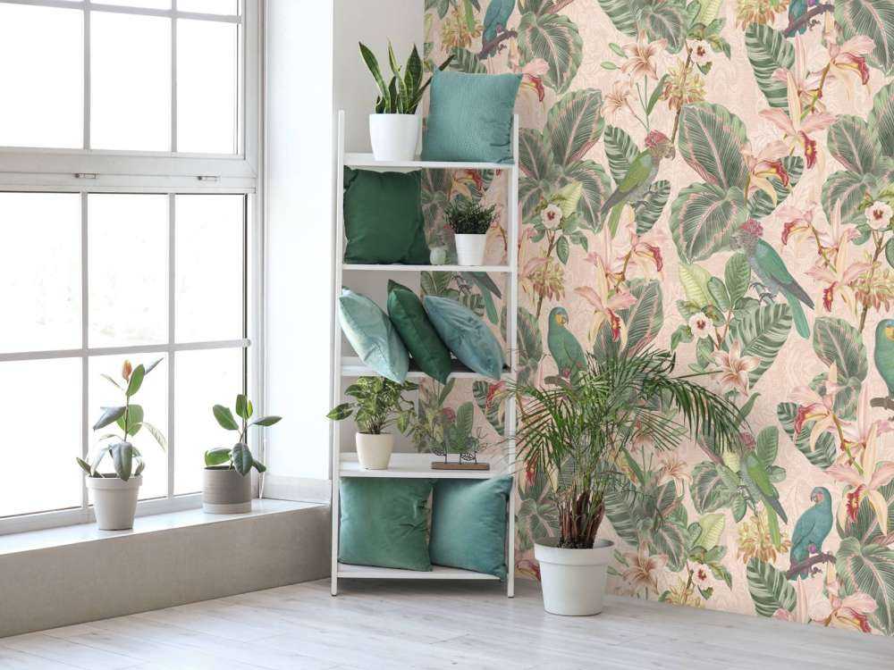 Tropical Jungle Vögel & Papageien - zartrosa