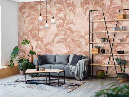 Tropische Palmen im Vintage-Stil - Terrakotta