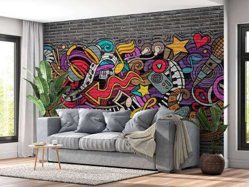 Musik-Graffiti auf Backstein