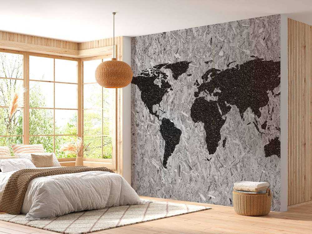 Schwarze Weltkarte auf weißem Hintergrund