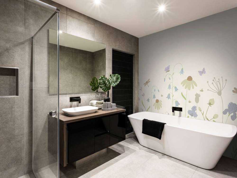 Blumenfeld hoch mit Schmetterlingen beige, altrosa, grün und flieder