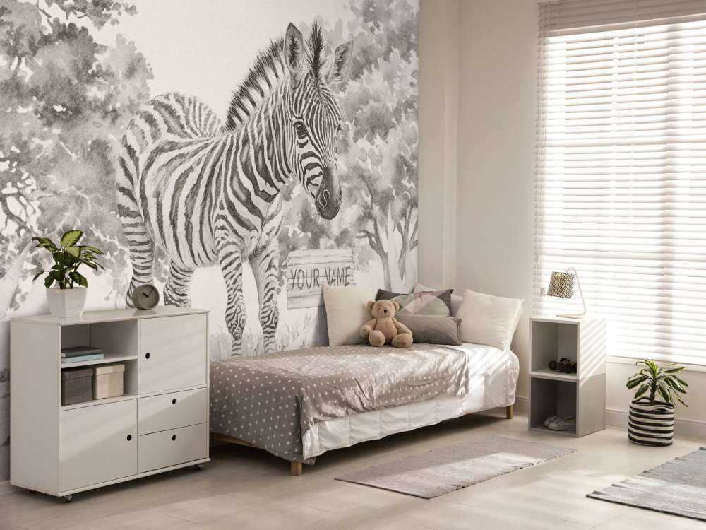 Junges Zebra in der Wildnis beige
