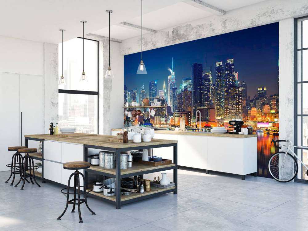 Fototapete New Yorker Skyline bei Nacht