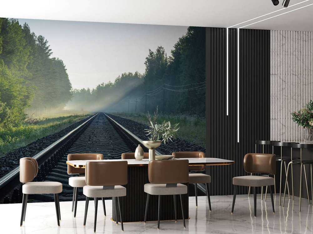 Eisenbahnschienen durch den Wald