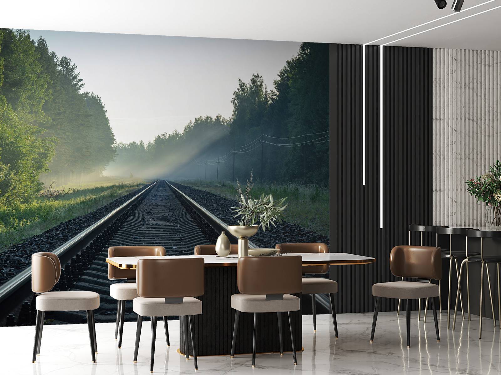 Eisenbahnschienen durch den Wald