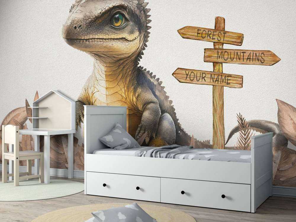Baby-Spinosaurus im taupefarbenen Dschungel