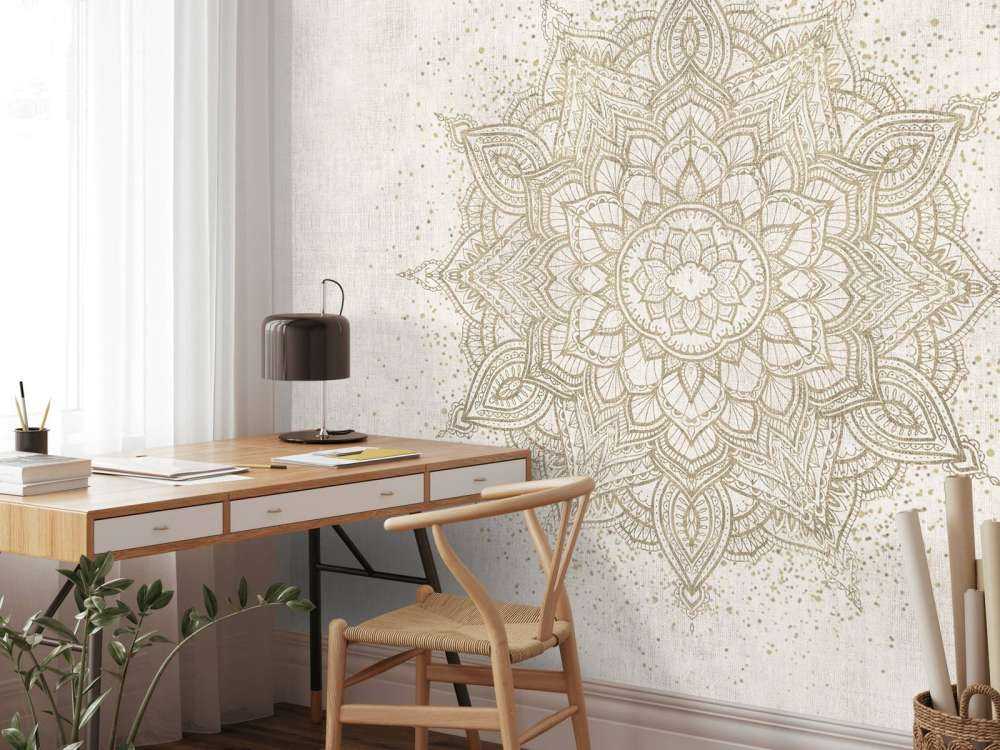 Goldenes funkelndes Mandala - beige