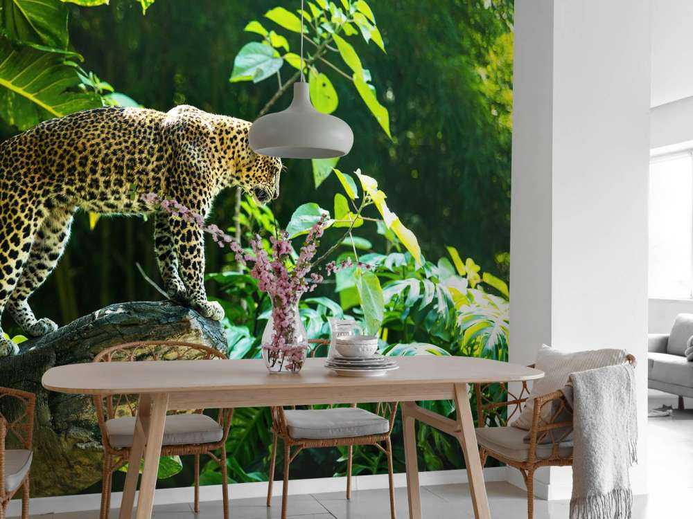 Leopard an einer Felswand