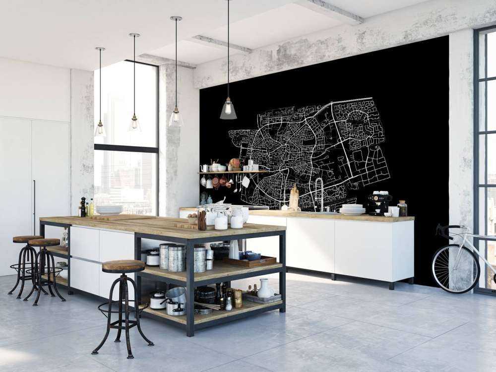 Karte von Leeuwarden, schwarz