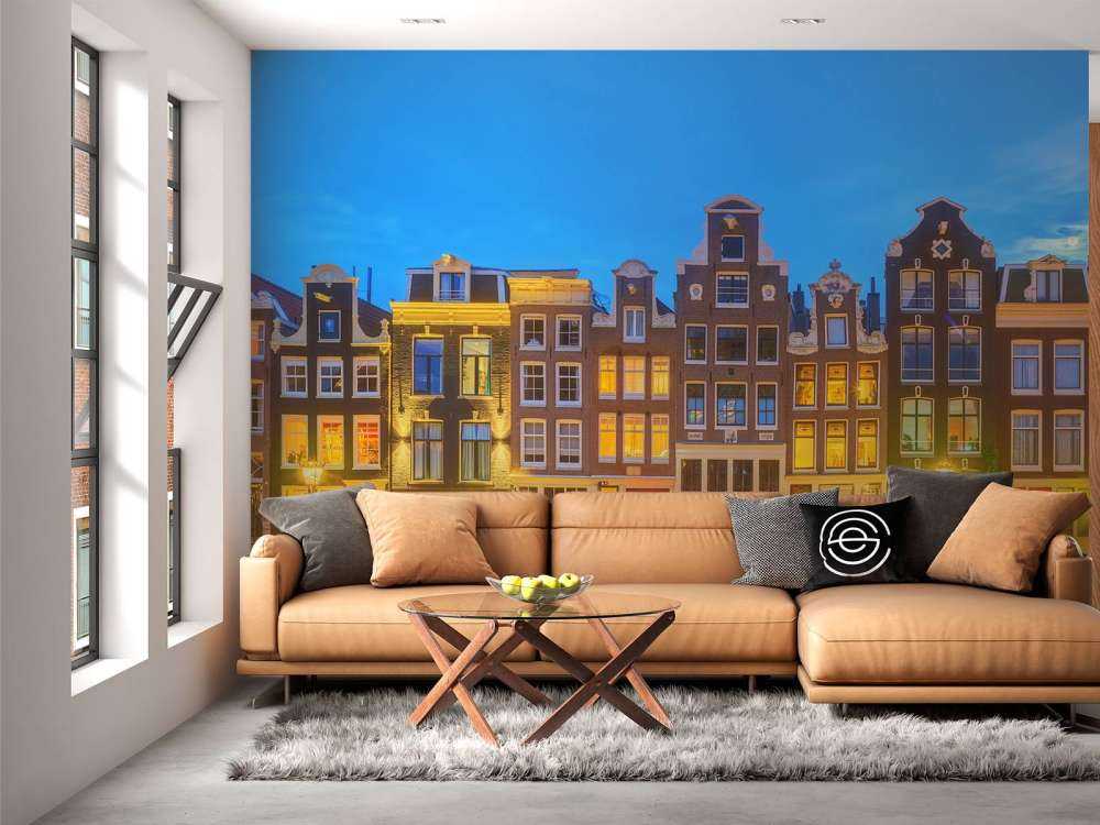 Häuser in Amsterdam bei Nacht