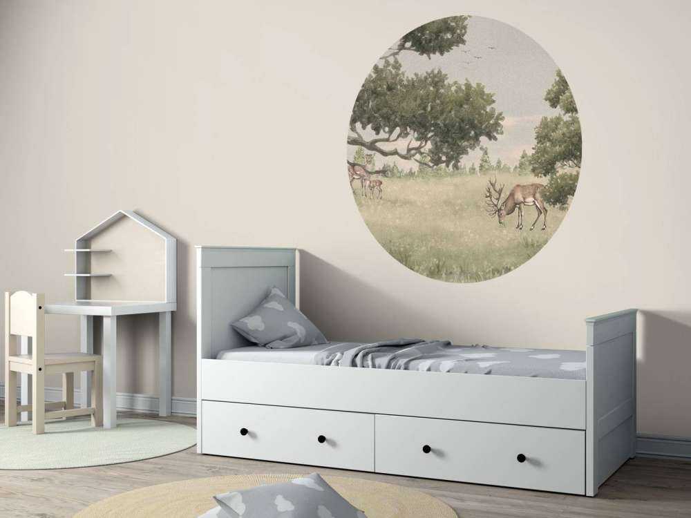 Landschaft mit Tieren in Beige