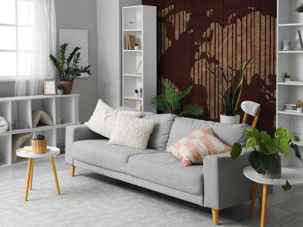 Weltkarte mit Holztextur