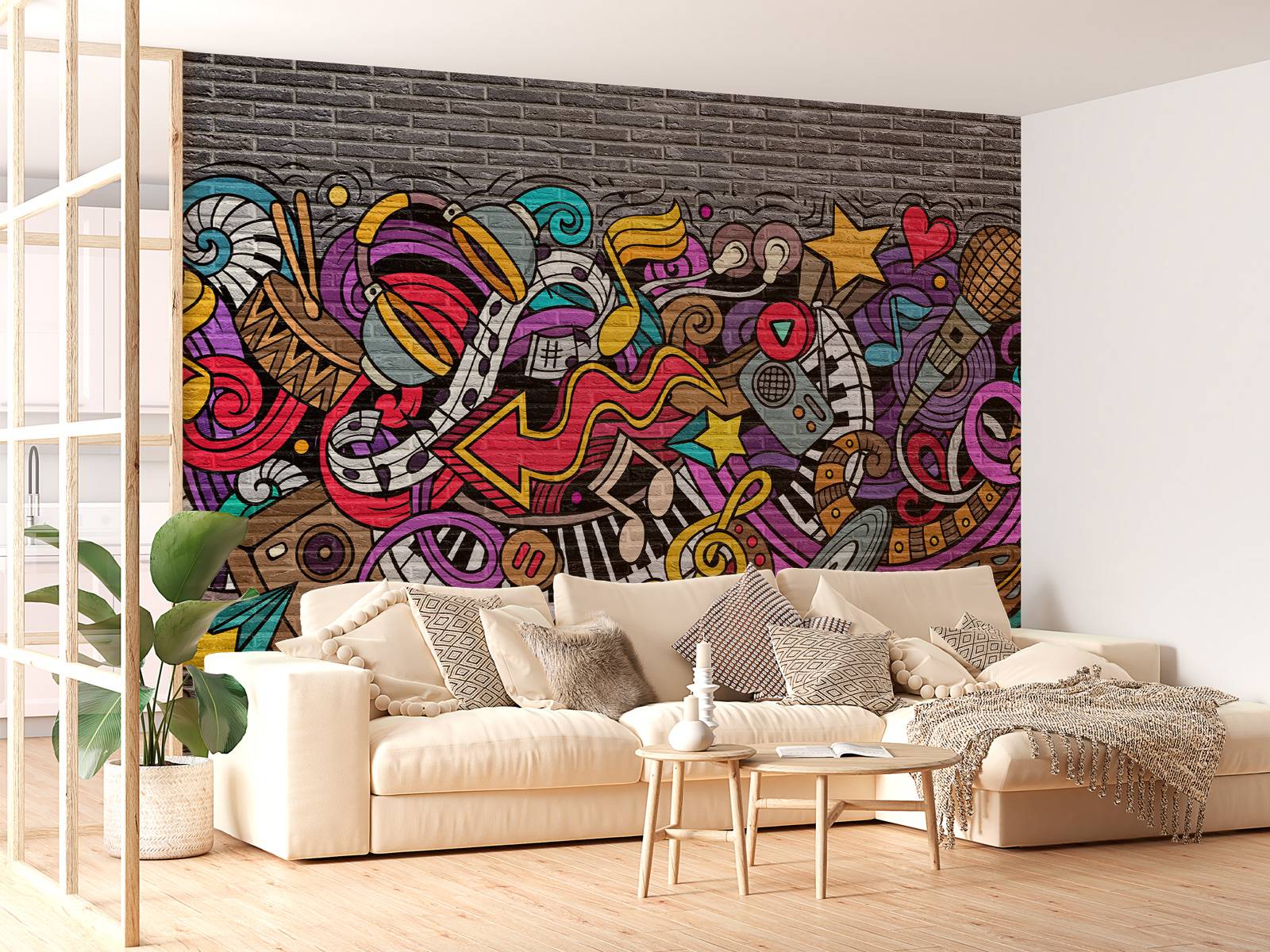 Musik-Graffiti auf Backstein