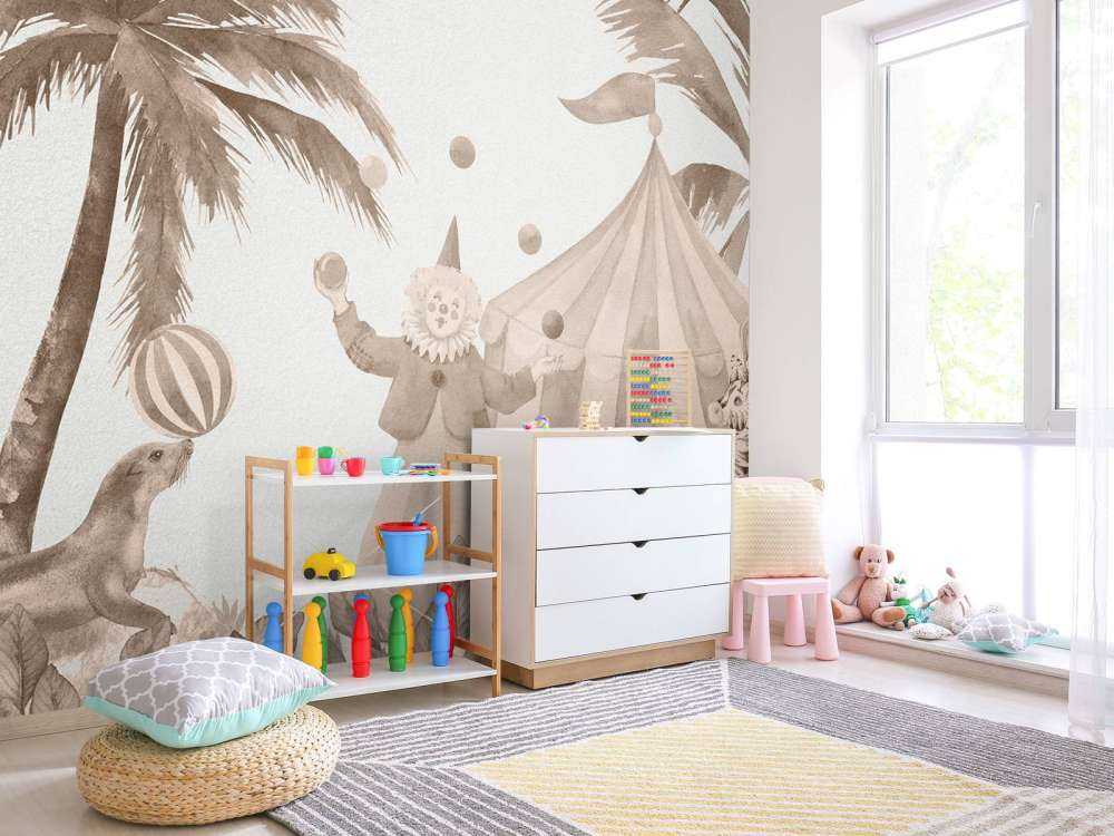 Fröhliche Zirkustiere taupe