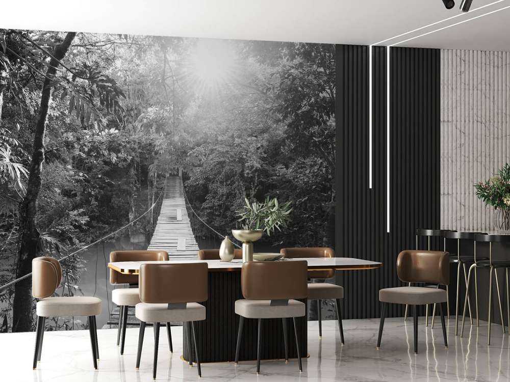 Hängebrücke schwarz und weiß