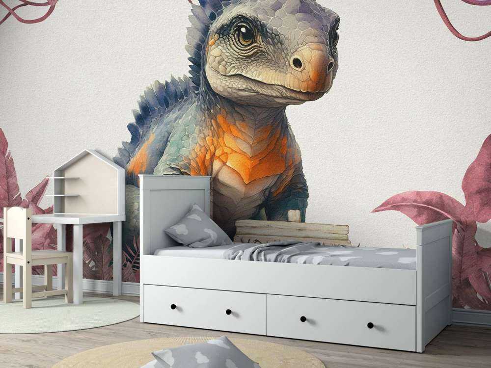 Baby-Ankylosaurus im rosa Dschungel