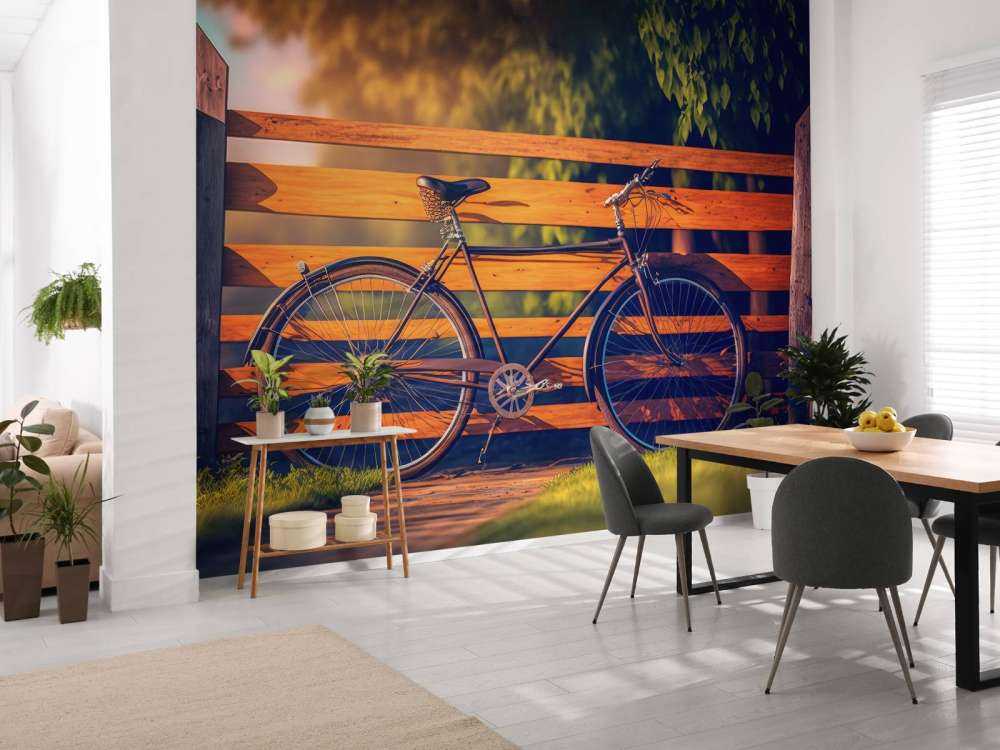Fahrrad neben einem Holzzaun