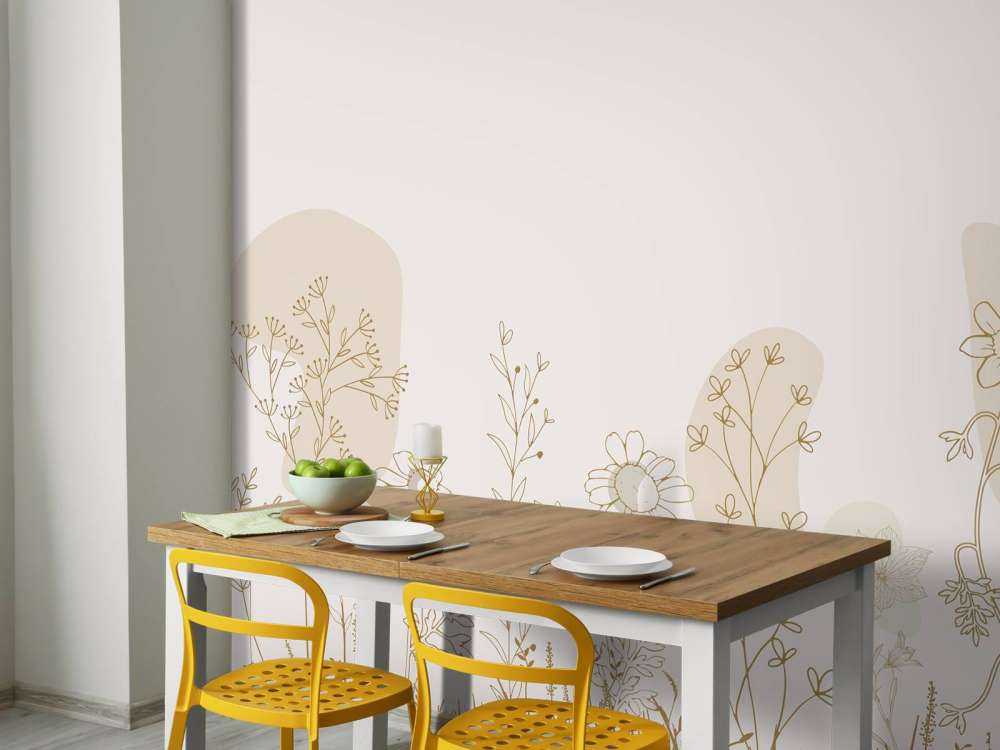 Blumenfeld hoch beige und Naturfarben