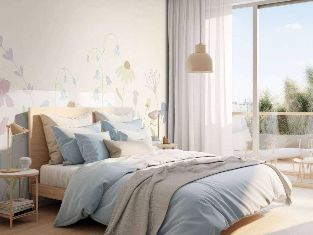 Blumenfeld hoch Sand, altrosa, grün und flieder
