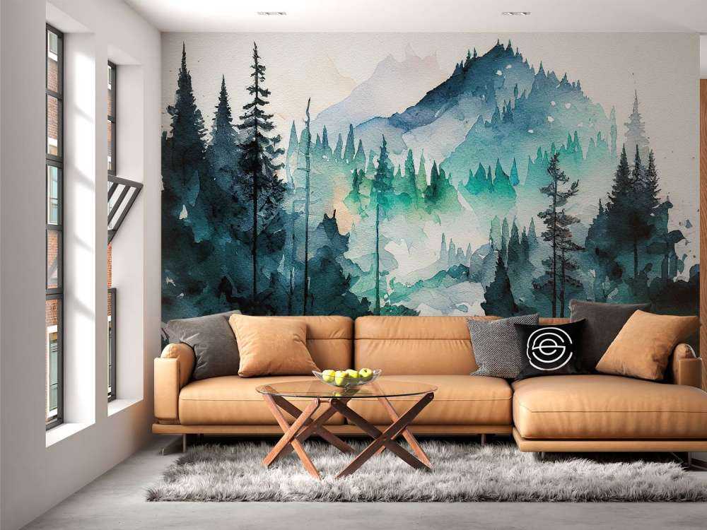 Wald in Aquarellfarben