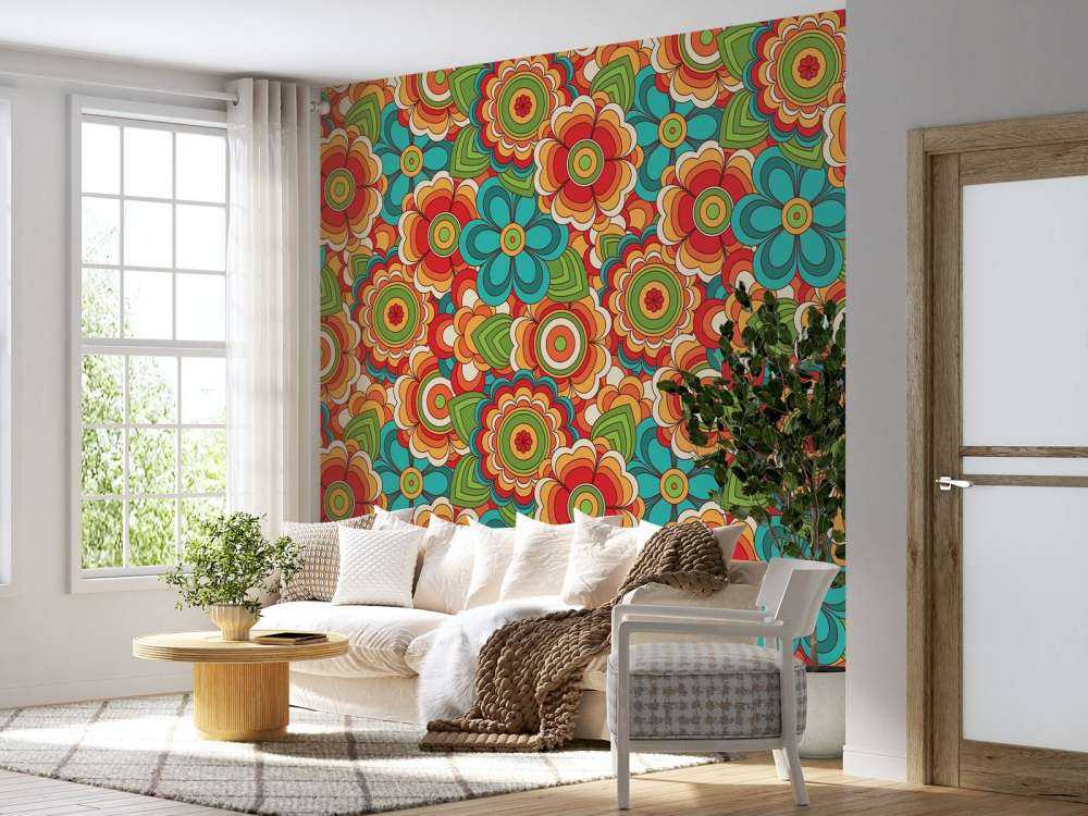 Bunte Retro Blumen